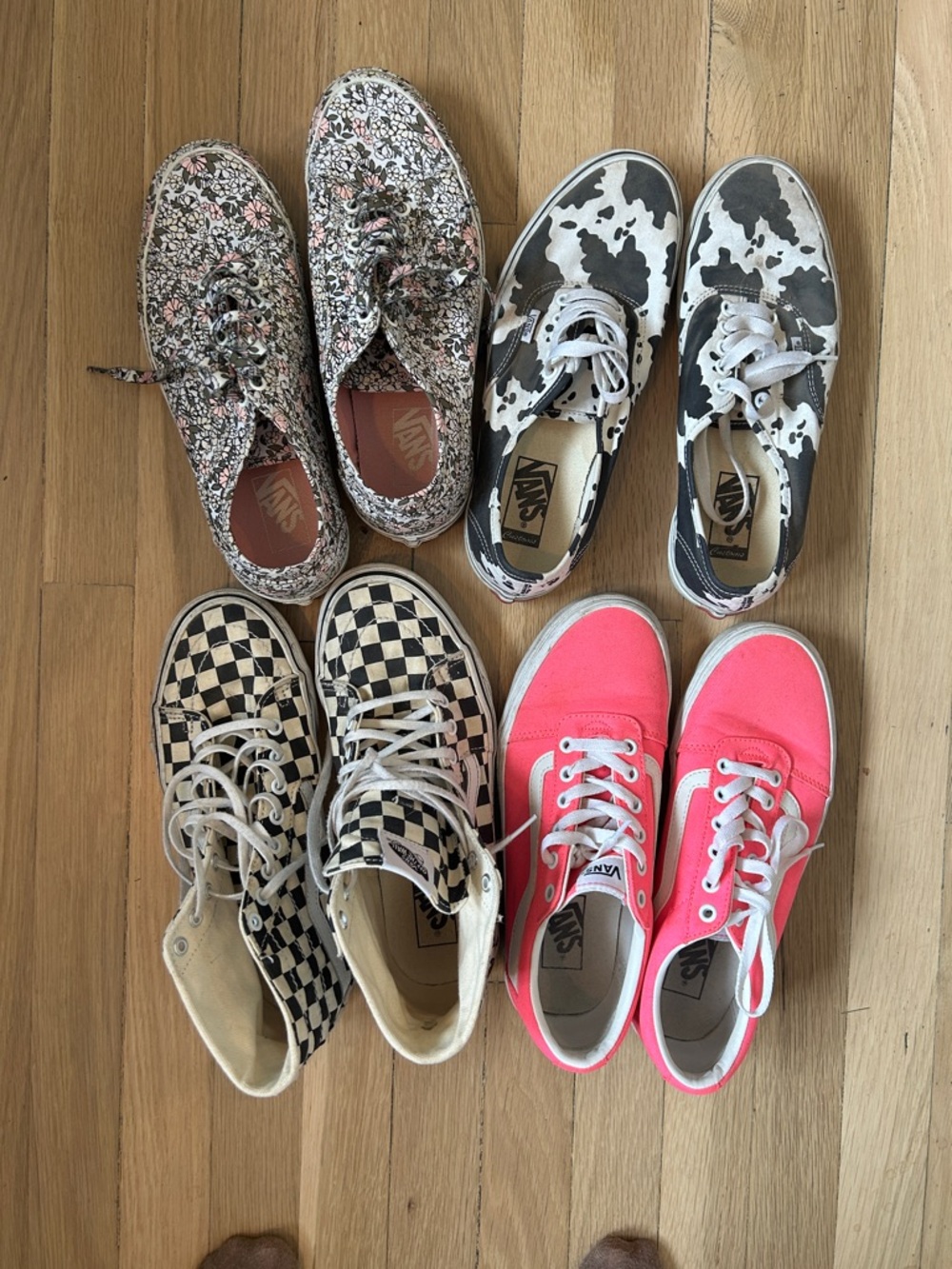 Vans Floral, Cow Print, Checkerboard & Neon Pink Sneakers Pack